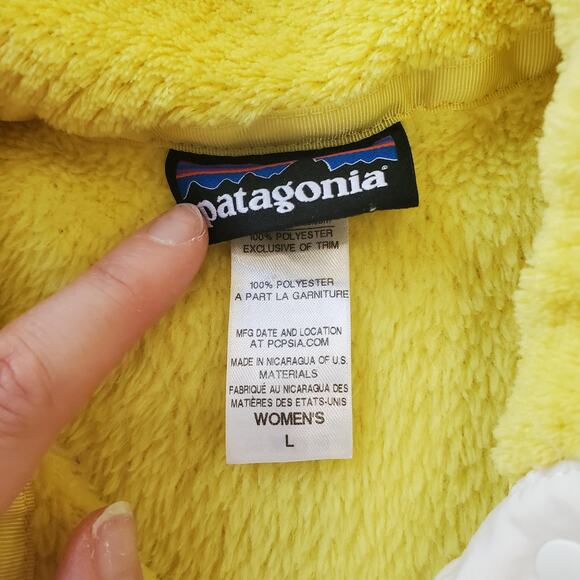 Patagonia Pullover Womens Large Yellow Re-Tool Snap-T Fleece Sherpa Pocket 25442 - Picture 4 of 9
